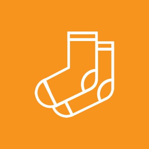 PUP socks icon on orange background